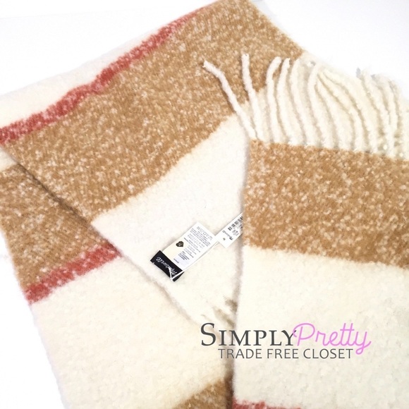 Madewell Toffee + Cream Brushed Plaid Fringe Winter Scarf - Picture 3 of 3
